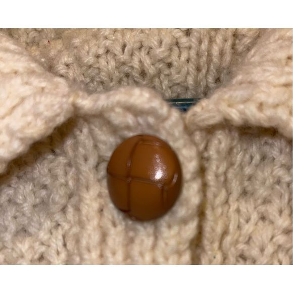 Vintage Wool Fisherman hand knit Cardigan sweater w/ wooden buttons sz XL by Woo - Picture 14 of 16